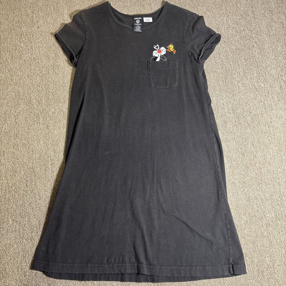 Looney Tunes 1997 Vintage Tweety & Sylvestre T-shirt Dress Ladies Black Small